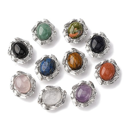 Овальные многорядные звенья из натуральных и синтетических смешанных драгоценных камней G-G207-02P-1