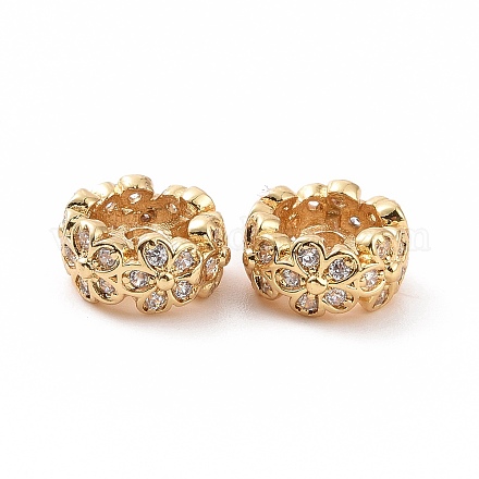 Brass Micro Pave Cubic Zirconia Spacer Beads KK-A181-VF435-2-1
