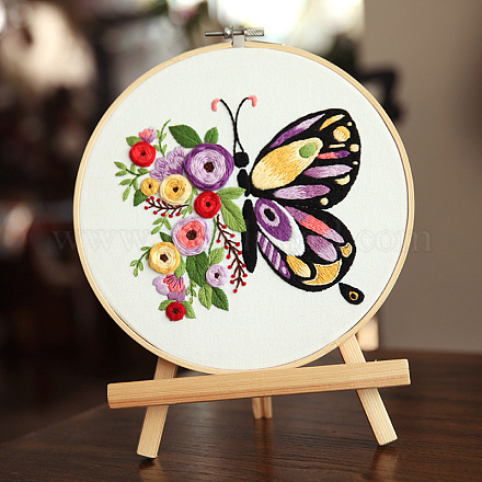 Наборы для вышивания бабочек и цветов своими руками DARK-PW0001-154B-01-1