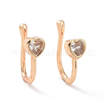 Clear Cubic Zirconia Heart Cuff Earrings ZIRC-I064-15G-1