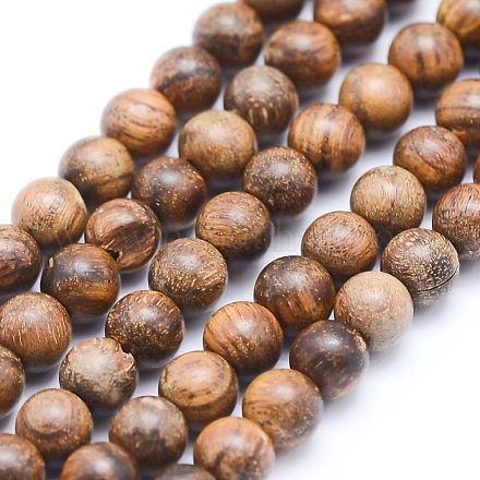 Brins de perles en bois de padouk africain naturel WOOD-P011-02-10mm-1