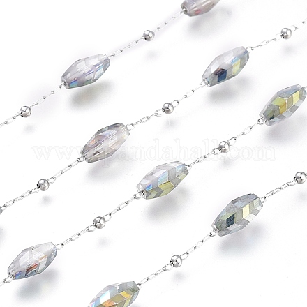 Chaînes de 3.28 pied en perles de verre à motif chevron facetté X-CHS-K009-05P-F-1