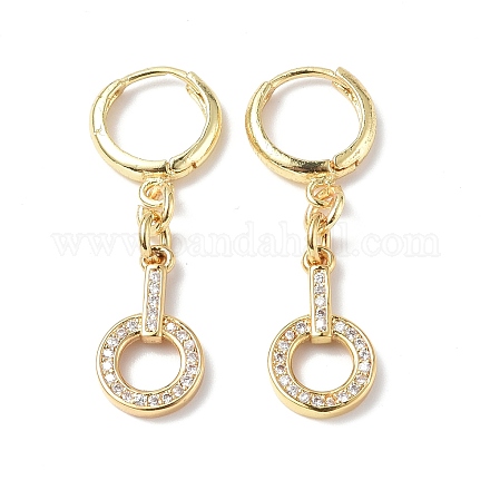Clear Cubic Zirconia Circle Ring Dangle Hoop Earrings EJEW-B017-02G-1