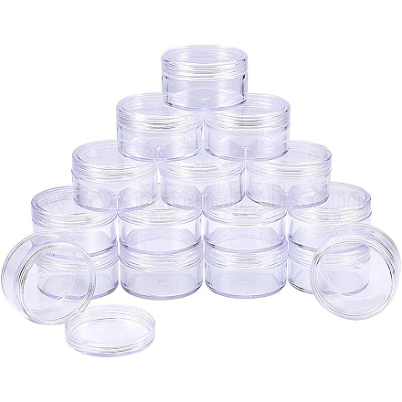 BENECREAT 16 Pack 30ml Empty Clear Plastic Bead Storage Container jar with Rounded Screw-Top Lids for Beads CON-BC0004-22A-50x28-1