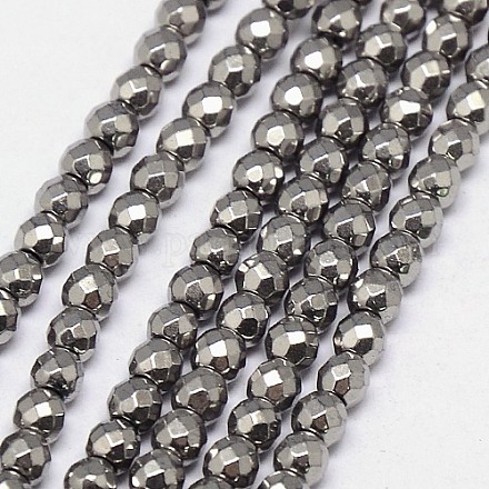 Electroplate Non-magnetic Synthetic Hematite Beads Strands X-G-J169B-3mm-07-1