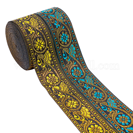 AHANDMAKER 2Rolls 2 Colors Ethnic Style Embroidery Polyester Ribbons OCOR-GA0001-11-1