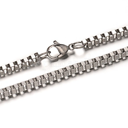 304 de acero inoxidable collares de cadena caja de la cadena de Venecia NJEW-E049-03P-1