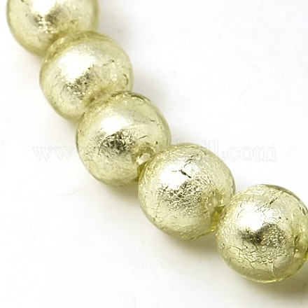 Chapelets de perles de feuille d'argent en verre X-FOIL-G019-10mm-09-1