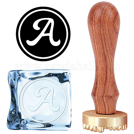CRASPIRE Ice Cube Mould Initials A Ice Stamp Ice Drinking Making Tool Ice Cube Press Stamp Brass Stamp Head with Removable Wood Handle and Velvet Pouches for Whisky Cocktail Ice Drinks DIY-CP0008-07A-1