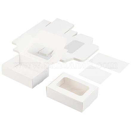 Benecreat厚紙箱  長方形  ビジュアルウィンドウ付き  ホワイト  9x13x4cm CON-BC0001-70-1
