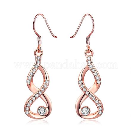 Elegant Tin Alloy Czech Rhinestone Infinity Stud Earrings EJEW-BB02335-1