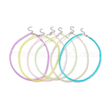 Backen bemalte Halsketten-Sets aus Glasperlenimitationen aus Jade für Damen NJEW-JN04196-1