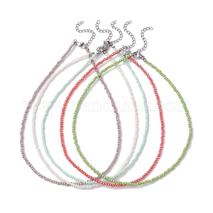 Collane di perle di vetro scintillante NJEW-JN04489-1