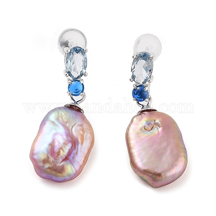 Овальные серьги-пусеты из серебра 925 пробы с родиевым покрытием STER-Z009-04P-1