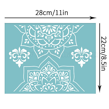 Olycraft自己接着シルクスクリーン印刷ステンシル再利用可能な模様ステンシル花柄木布Tシャツ壁黒板木セラミック家の装飾（28x22cm）-＃07 DIY-WH0173-047-07-1