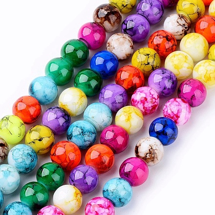 Chapelets de perles en verre peint par pulvérisation DGLA-MSMC001-14-1