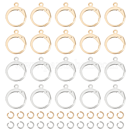 UNICRAFTALE 80Pcs 2 Colors Leverback Earring Hooks 304 Stainless Steel French Earring Hooks 14.5mm Round Lever Back Earring French Hook Ear Wire with 100Pcs Open Jump Rings for Women Earring Making STAS-UN0038-39-1
