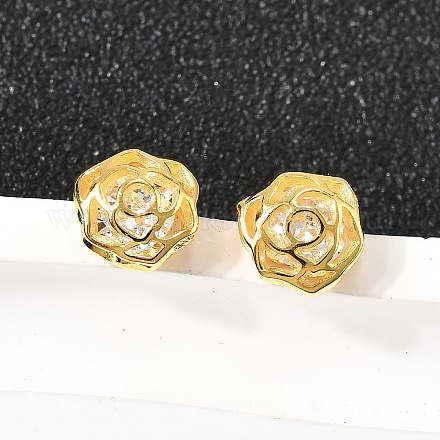 Серьги-гвоздики rose 925 из стерлингового серебра с микропаве из прозрачных кубических цирконий EJEW-S271-01G-1