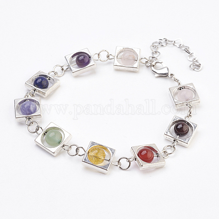 Bracelets de perles de pierres précieuses naturelles BJEW-JB03680-1