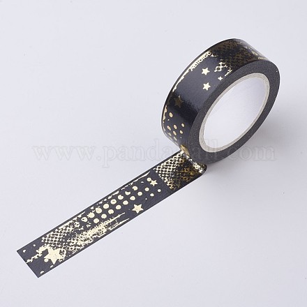 DIYスクラップブック装飾紙テープ  マスキングテープ  星と月  ブラック  15mm DIY-F014-C33-1
