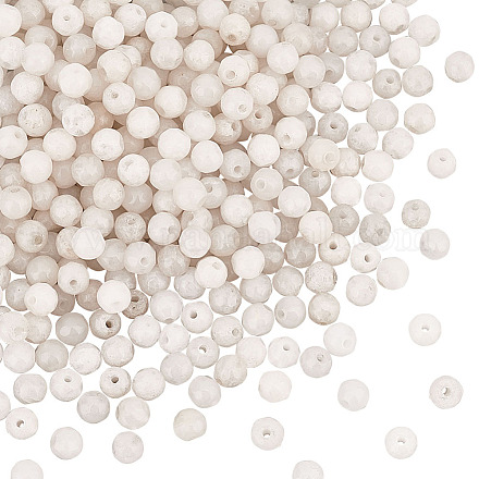 Olycraft 440~450 pcs 4 mm perles de jade blanc naturel pierres précieuses rondes en vrac perles de pierre rondes non teintes perles d'espacement pour bracelet collier boucles d'oreilles bricolage fabrication de bijoux artisanat G-OC0003-34-1