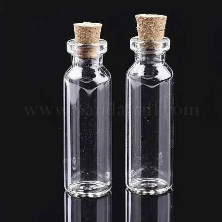 ガラスの瓶のガラスボトルは、コンテナをビーズ  コルク栓付き  ウィッシングボトル  透明  50x16mm  穴：7mm  容量：10ml（0.34液量オンス） AJEW-S074-01D-1