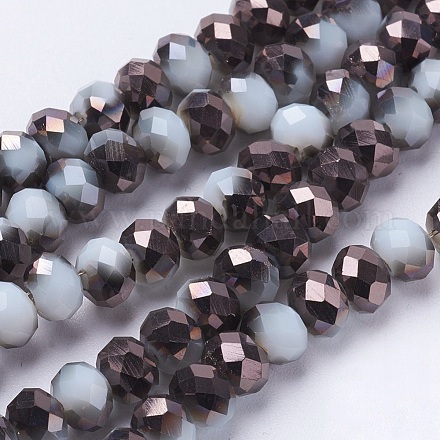 Electroplate Glass Faceted Rondelle Beads Strands EGLA-D020-6x4mm-04-1