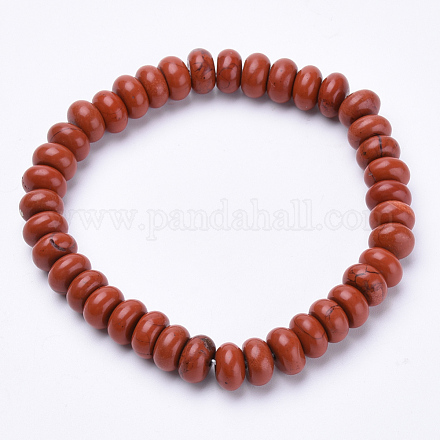 Натуральный красный яшмы бисером браслеты простирания BJEW-S127-11-1