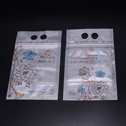 Rettangolo con sacchetti di plastica con chiusura a zip con motivo floreale OPP-TAC0002-01-1
