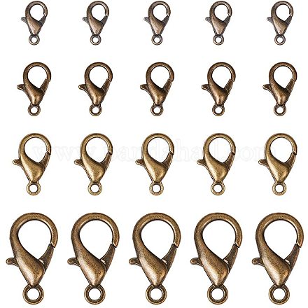 PandaHall Elite about 120pcs 4 Size Antique Bronze Lobster Claw Clasps Jewelry Lobster Clasp for Necklaces Bracelet Jewelry Making PALLOY-PH0012-98-1