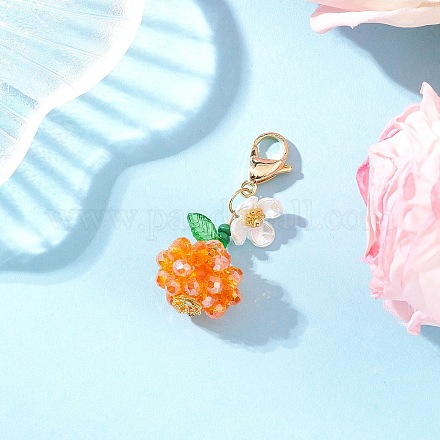 Подвесные украшения из синтетической императорской яшмы и стеклянных бусин с фруктовыми и цветочными узорами HJEW-MZ00307-04-1