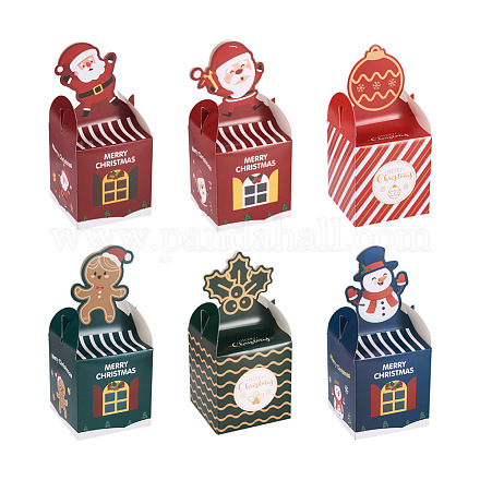 Magibeads 24pcs 6 stil weihnachtsthema papier falten geschenkboxen CON-MB0001-07-1