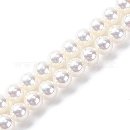 УФ-покрытие перламутровые стеклянные жемчужные бусины нити GLAA-F128-01A-T1-1