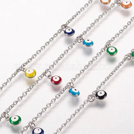 304 Stainless Steel Charm Anklets AJEW-E032-03-1