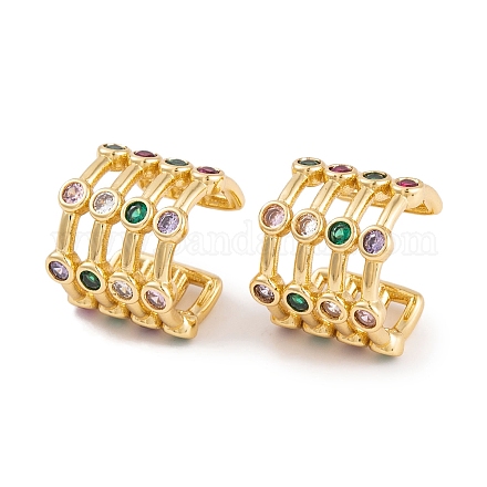 Серьги из латуни с фианитом EJEW-S219-08G-1