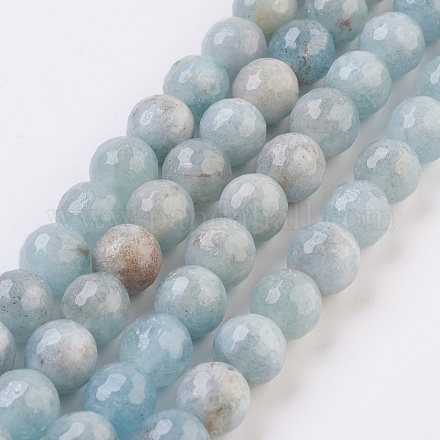Chapelets de perles en aigue-marine naturelle G-F568-088-8mm-1