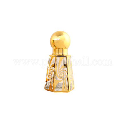ガラスローラーボールボトル  アラビア風の空のエッセンシャル オイルの香水瓶  詰め替え式ボトル  ランダム模様  台形  69.5x36x32mm BOTT-PW0005-02C-1