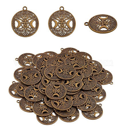 60 Stück Leben des Baums Mond-Charme-Anhänger dreifacher Mond-Göttin-Anhänger alte Bronze für Schmuck-Halsketten-Ohrring-Bastelarbeiten JX339A-1