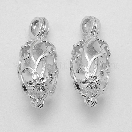 925 Sterling Silver Cage Pendants STER-I012-020P-1