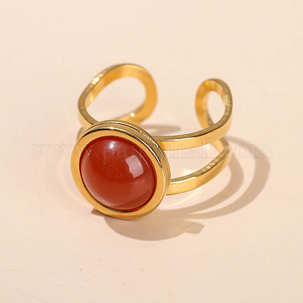 Кольца-манжеты из нержавеющей стали 304 и натурального красного агата FS-WGDE3F0-15-1