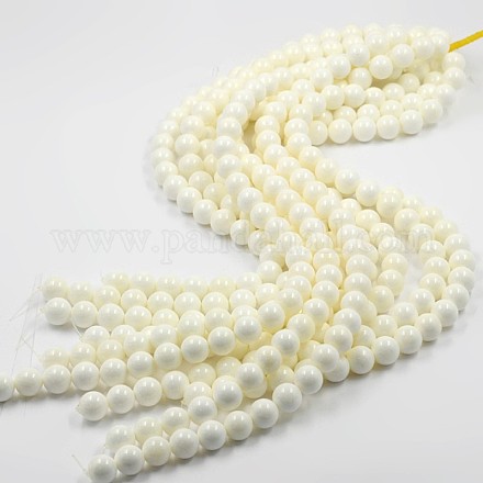 Coquille naturelle de palourde géante perles rondes GSHE-J002-AAA-8mm-1