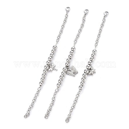 304 Stainless Steel Charm Bracelets BJEW-O172-05P-1