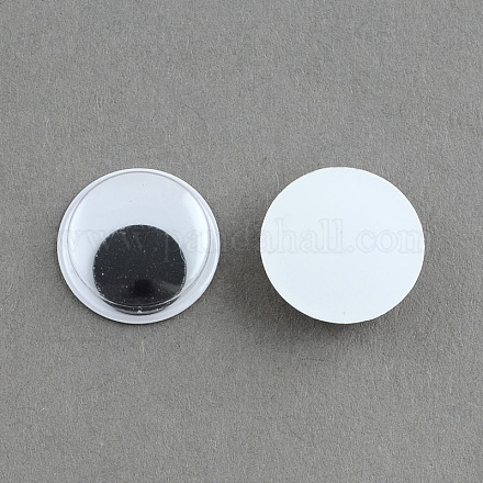黒&白の動く目パーツカボションDIYスクラップブッククラフトおもちゃアクセサリー  ブラック  16x4mm X-KY-S002-16mm-1