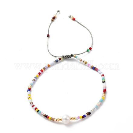 Bracelets réglables de perles tressées avec cordon en nylon BJEW-P256-B14-1