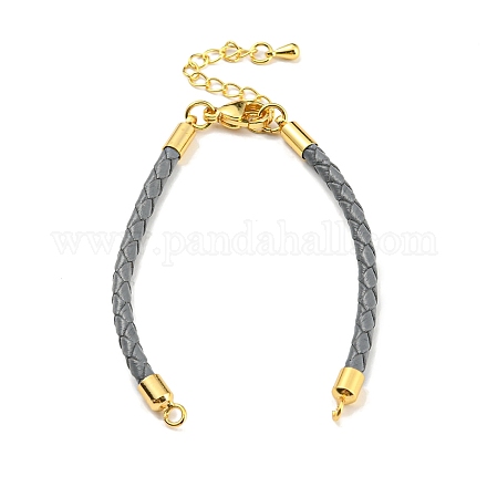 Leather Braided Cord Link Bracelets MAK-K022-01G-02-1