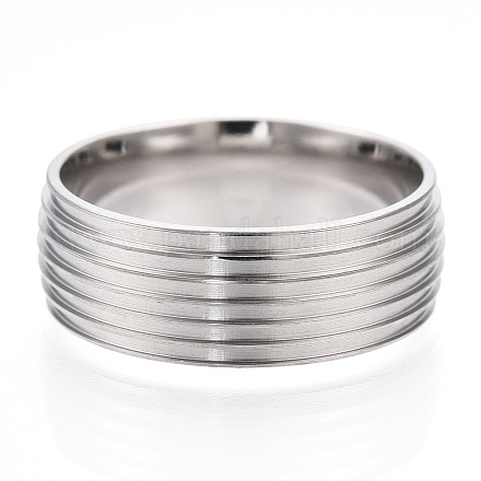 201 Stainless Steel Grooved Finger Ring Settings STAS-WH0047-05S-1