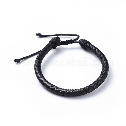 Bracelets tressés avec cordon en cuir réglable BJEW-JB04439-01-1