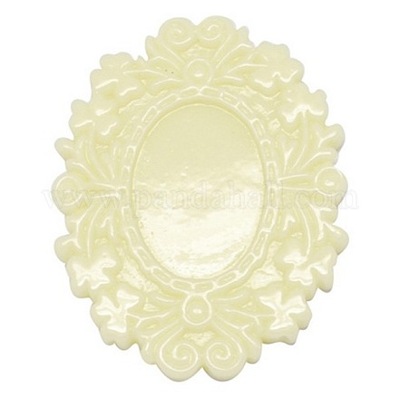 Pale Goldenrod Flower Opaque Resin Cabochon Settings Hair Accessories X-CRES-B1234-A29-1
