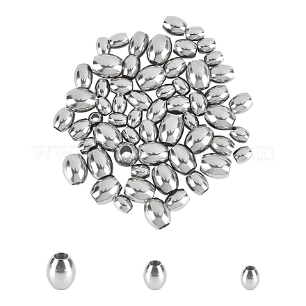 Unicraftale alrededor de 60 piezas 3 tamaños cuentas espaciadoras de barril de 4/5/6 mm cuentas sueltas de acero inoxidable 1.8~3 mm agujero para encontrar cuentas para pulseras diy collares fabricación de joyas STAS-UN0005-66-1