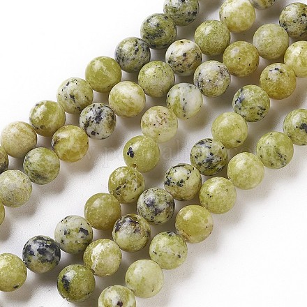 Brins de perles turquoise jaune naturel (jaspe) G-Q462-8mm-22-1